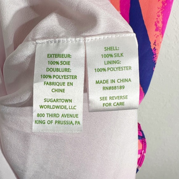 Lilly Pulitzer Jackie Plume Blume Silk Shift Dress Pink Blue Medium Flamingo - Picture 3 of 6